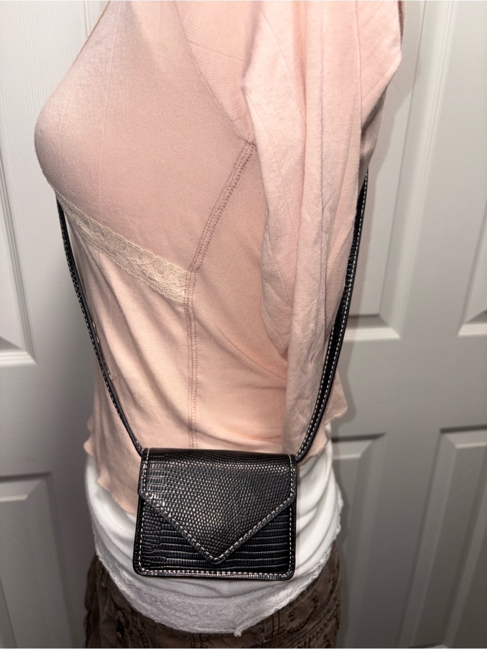 Urban Outfitters Black Textured Envelope Crossbody Bag